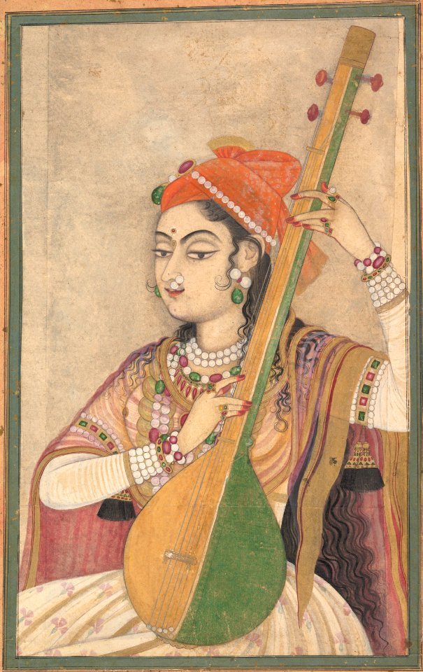 a lady playing the tanpura ca 1735 illustration md
